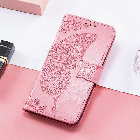 Coque Portefeuille Papillon Livre Cuir Etui Clapet S01D pour Huawei Honor 80 Pro Flat 5G Rose Rouge