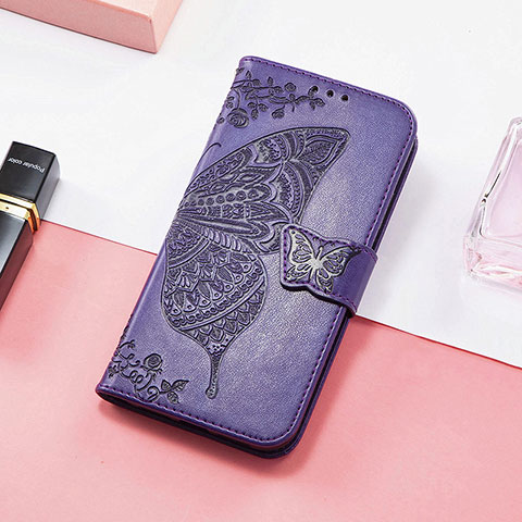 Coque Portefeuille Papillon Livre Cuir Etui Clapet S01D pour Huawei Honor 80 Pro Flat 5G Violet