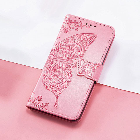 Coque Portefeuille Papillon Livre Cuir Etui Clapet S01D pour Huawei Honor Magic3 5G Rose Rouge