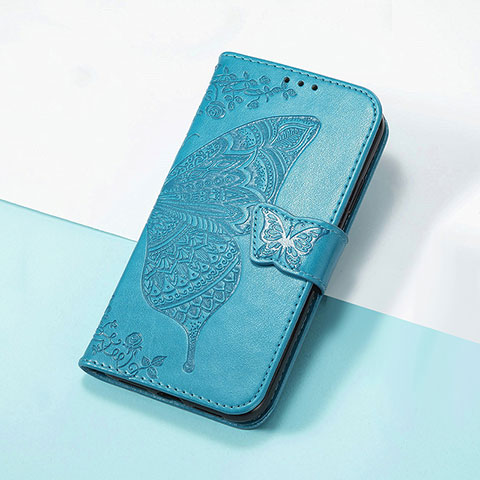 Coque Portefeuille Papillon Livre Cuir Etui Clapet S01D pour Huawei Honor V40 5G Bleu