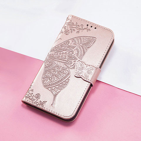 Coque Portefeuille Papillon Livre Cuir Etui Clapet S01D pour Huawei Honor V40 5G Or Rose