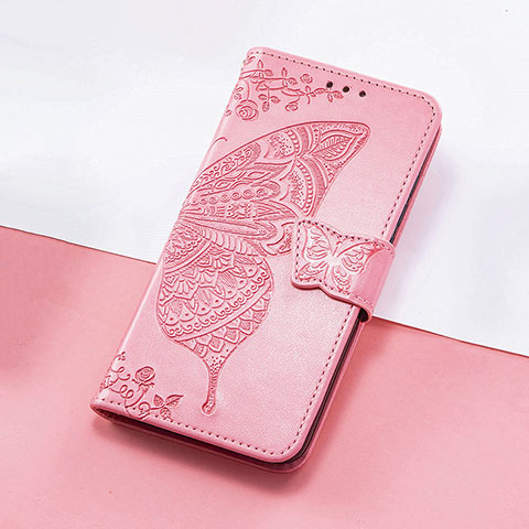 Coque Portefeuille Papillon Livre Cuir Etui Clapet S01D pour Huawei Honor X9 5G Rose Rouge