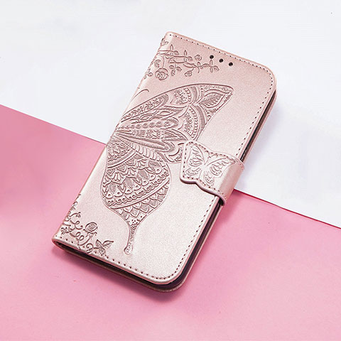 Coque Portefeuille Papillon Livre Cuir Etui Clapet S01D pour Huawei Nova 10 Or Rose