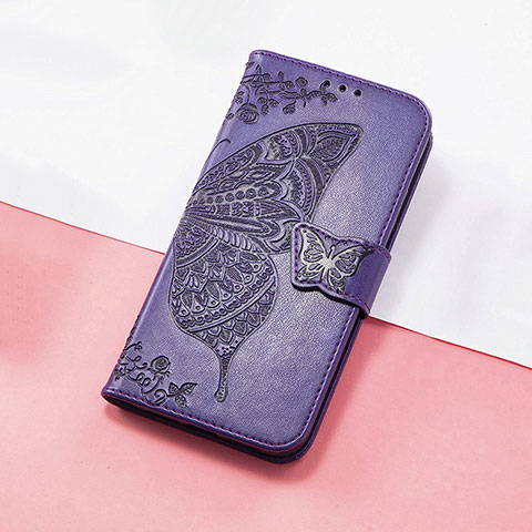 Coque Portefeuille Papillon Livre Cuir Etui Clapet S01D pour Huawei Nova 8i Violet