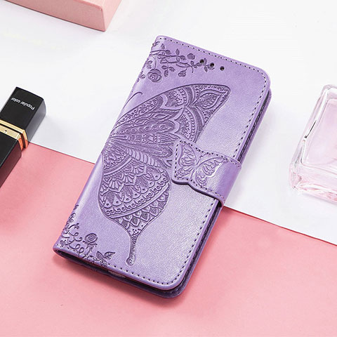 Coque Portefeuille Papillon Livre Cuir Etui Clapet S01D pour Samsung Galaxy XCover 6 Pro 5G Violet Clair