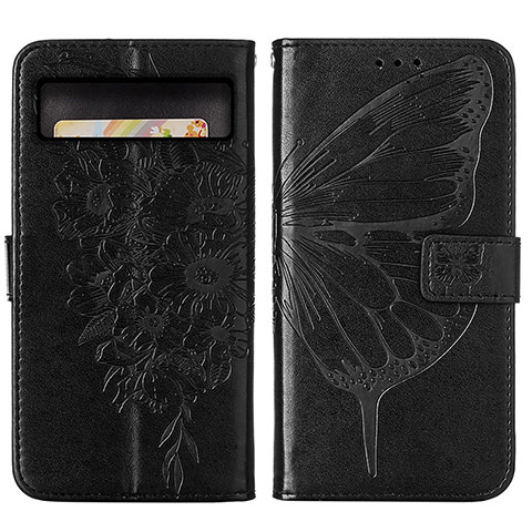 Coque Portefeuille Papillon Livre Cuir Etui Clapet Y01B pour Google Pixel 8 Pro 5G Noir