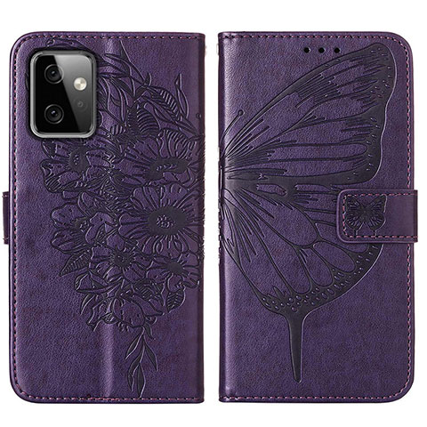 Coque Portefeuille Papillon Livre Cuir Etui Clapet Y01B pour Motorola Moto G Power 5G (2023) Violet