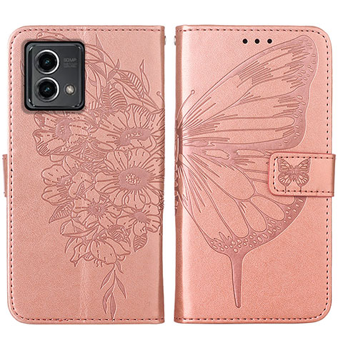 Coque Portefeuille Papillon Livre Cuir Etui Clapet Y01B pour Motorola Moto G Stylus (2023) 4G Or Rose