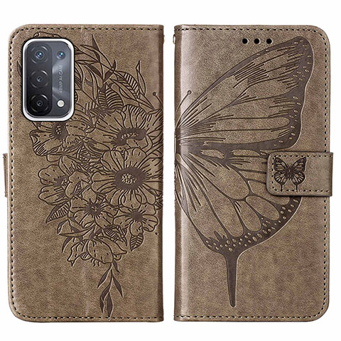 Coque Portefeuille Papillon Livre Cuir Etui Clapet Y01B pour OnePlus Nord N200 5G Gris