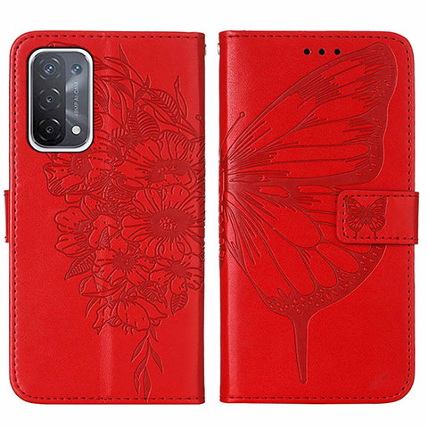 Coque Portefeuille Papillon Livre Cuir Etui Clapet Y01B pour OnePlus Nord N200 5G Rouge