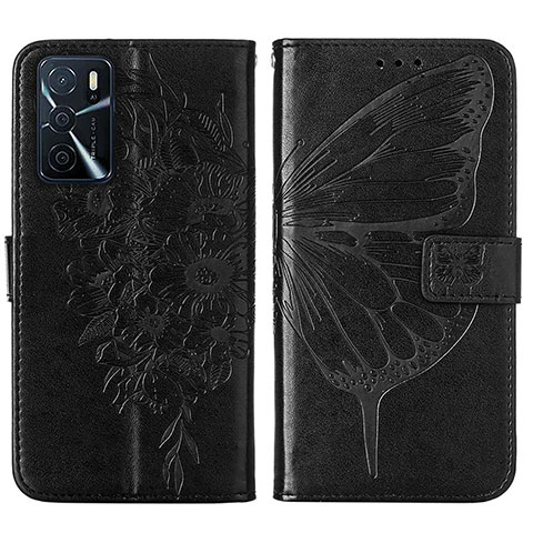 Coque Portefeuille Papillon Livre Cuir Etui Clapet Y01B pour Oppo A16 Noir