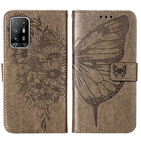 Coque Portefeuille Papillon Livre Cuir Etui Clapet Y01B pour Oppo A94 5G Gris