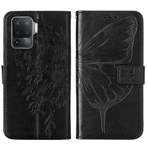 Coque Portefeuille Papillon Livre Cuir Etui Clapet Y01B pour Oppo F19 Pro Noir