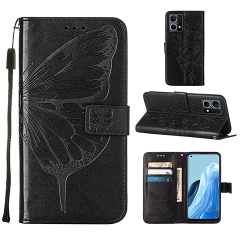 Coque Portefeuille Papillon Livre Cuir Etui Clapet Y01B pour Oppo F21 Pro 4G Noir