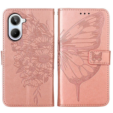 Coque Portefeuille Papillon Livre Cuir Etui Clapet Y01B pour Realme 10 4G Or Rose