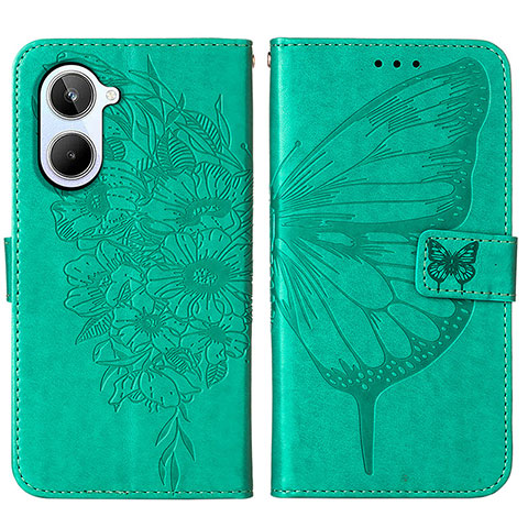 Coque Portefeuille Papillon Livre Cuir Etui Clapet Y01B pour Realme 10 4G Vert