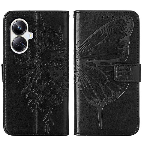 Coque Portefeuille Papillon Livre Cuir Etui Clapet Y01B pour Realme 10 Pro+ Plus 5G Noir