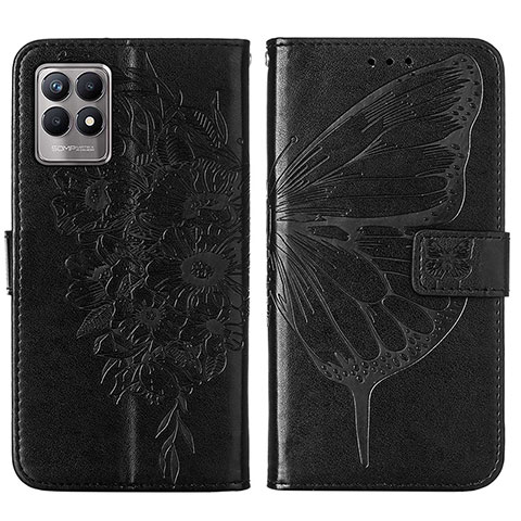 Coque Portefeuille Papillon Livre Cuir Etui Clapet Y01B pour Realme 8i Noir