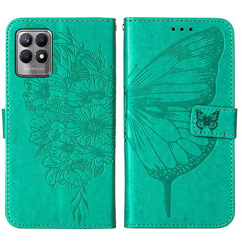 Coque Portefeuille Papillon Livre Cuir Etui Clapet Y01B pour Realme 8i Vert