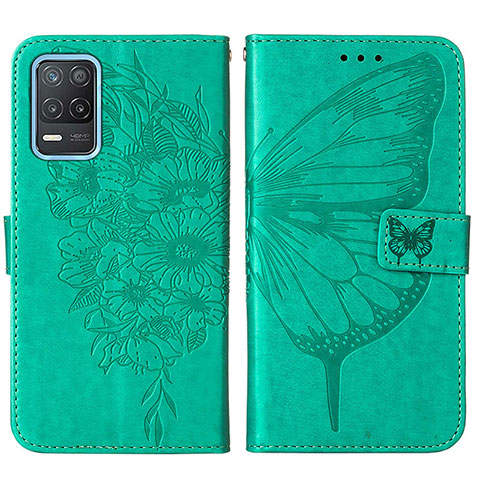 Coque Portefeuille Papillon Livre Cuir Etui Clapet Y01B pour Realme 8s 5G Vert