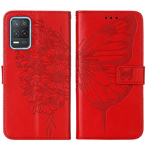 Coque Portefeuille Papillon Livre Cuir Etui Clapet Y01B pour Realme 9 5G India Rouge