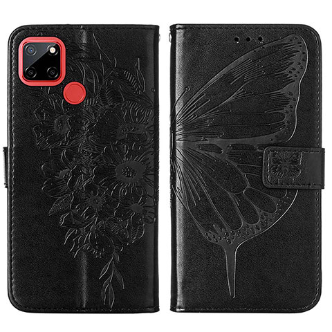 Coque Portefeuille Papillon Livre Cuir Etui Clapet Y01B pour Realme C25S Noir