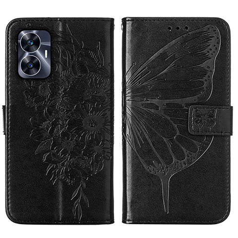 Coque Portefeuille Papillon Livre Cuir Etui Clapet Y01B pour Realme C55 Noir