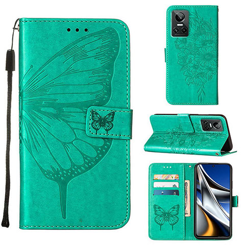 Coque Portefeuille Papillon Livre Cuir Etui Clapet Y01B pour Realme GT Neo3 5G Vert