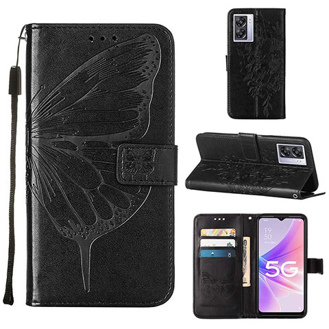 Coque Portefeuille Papillon Livre Cuir Etui Clapet Y01B pour Realme Narzo 50 5G Noir