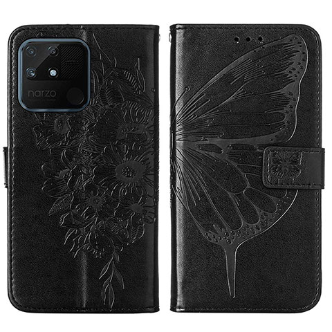 Coque Portefeuille Papillon Livre Cuir Etui Clapet Y01B pour Realme Narzo 50A Noir