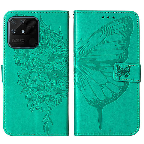 Coque Portefeuille Papillon Livre Cuir Etui Clapet Y01B pour Realme Narzo 50A Vert