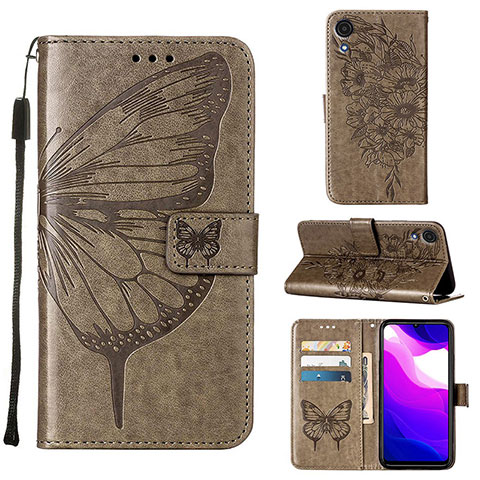 Coque Portefeuille Papillon Livre Cuir Etui Clapet Y01B pour Samsung Galaxy A03 Core Gris