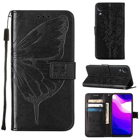 Coque Portefeuille Papillon Livre Cuir Etui Clapet Y01B pour Samsung Galaxy A03 Core Noir