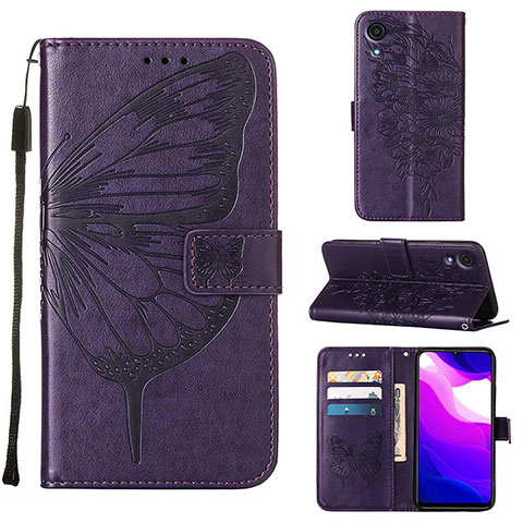 Coque Portefeuille Papillon Livre Cuir Etui Clapet Y01B pour Samsung Galaxy A03 Core Violet