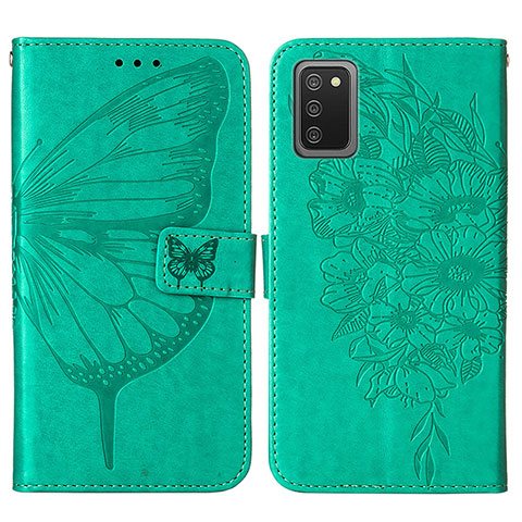 Coque Portefeuille Papillon Livre Cuir Etui Clapet Y01B pour Samsung Galaxy A03s Vert