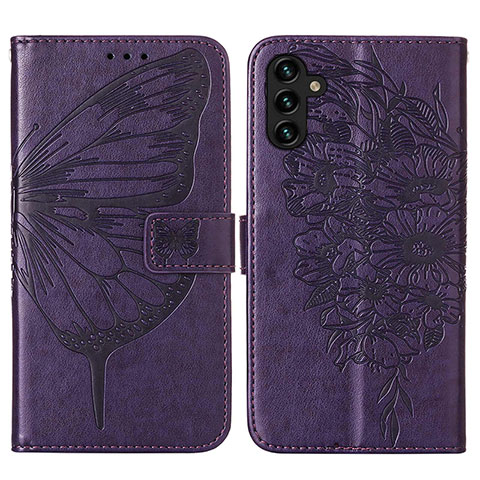 Coque Portefeuille Papillon Livre Cuir Etui Clapet Y01B pour Samsung Galaxy A04s Violet