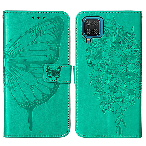 Coque Portefeuille Papillon Livre Cuir Etui Clapet Y01B pour Samsung Galaxy A12 5G Vert