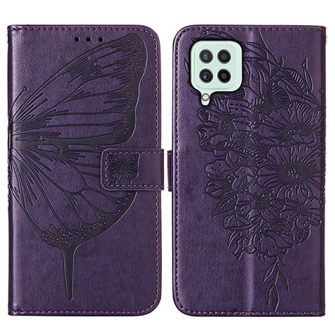 Coque Portefeuille Papillon Livre Cuir Etui Clapet Y01B pour Samsung Galaxy A22 4G Violet