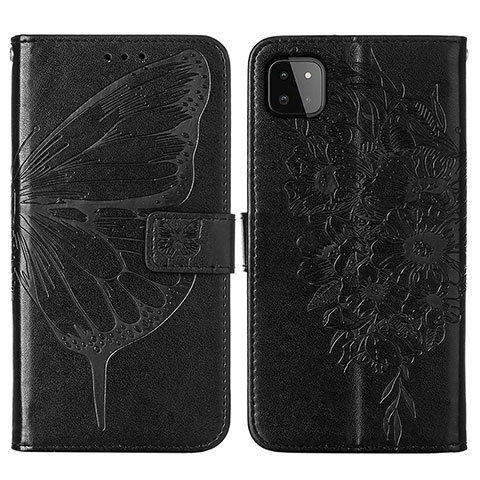 Coque Portefeuille Papillon Livre Cuir Etui Clapet Y01B pour Samsung Galaxy A22 5G Noir