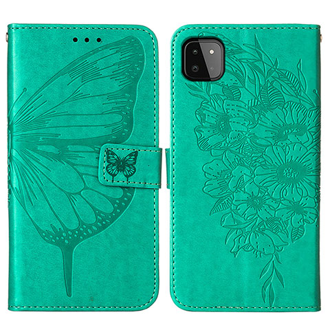 Coque Portefeuille Papillon Livre Cuir Etui Clapet Y01B pour Samsung Galaxy A22 5G Vert