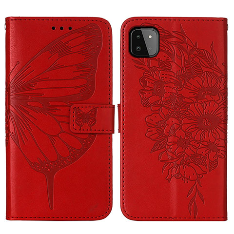 Coque Portefeuille Papillon Livre Cuir Etui Clapet Y01B pour Samsung Galaxy A22s 5G Rouge