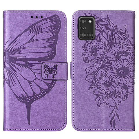 Coque Portefeuille Papillon Livre Cuir Etui Clapet Y01B pour Samsung Galaxy A31 Violet Clair