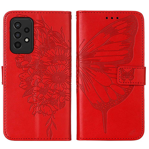 Coque Portefeuille Papillon Livre Cuir Etui Clapet Y01B pour Samsung Galaxy A33 5G Rouge