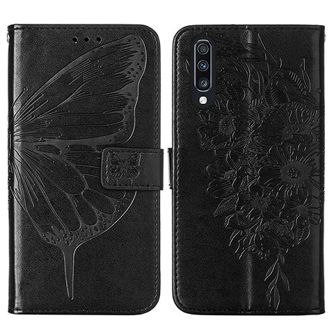 Coque Portefeuille Papillon Livre Cuir Etui Clapet Y01B pour Samsung Galaxy A50S Noir