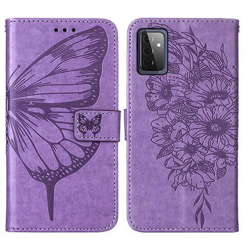 Coque Portefeuille Papillon Livre Cuir Etui Clapet Y01B pour Samsung Galaxy A72 4G Violet Clair