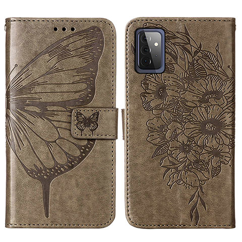 Coque Portefeuille Papillon Livre Cuir Etui Clapet Y01B pour Samsung Galaxy A72 5G Gris