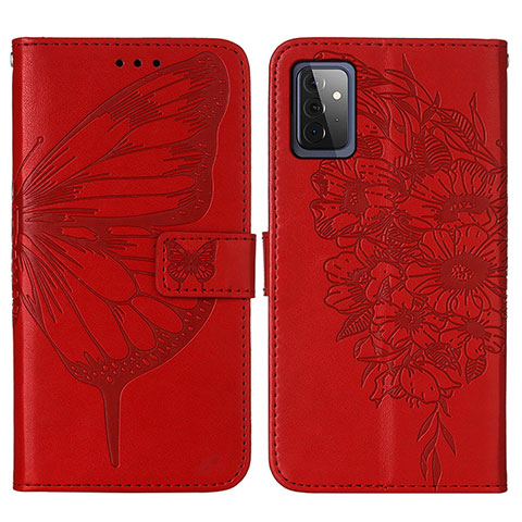 Coque Portefeuille Papillon Livre Cuir Etui Clapet Y01B pour Samsung Galaxy A72 5G Rouge