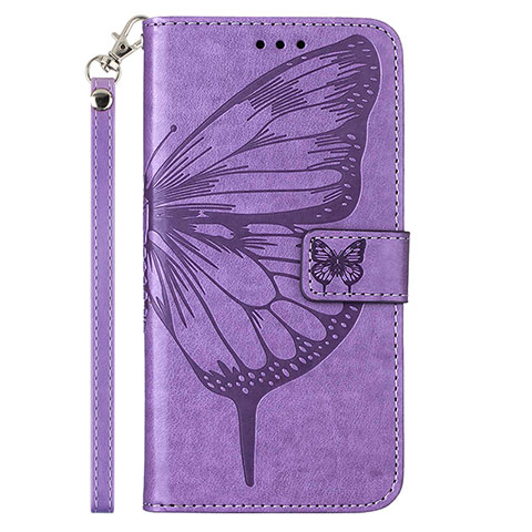 Coque Portefeuille Papillon Livre Cuir Etui Clapet Y01B pour Samsung Galaxy A73 5G Violet Clair