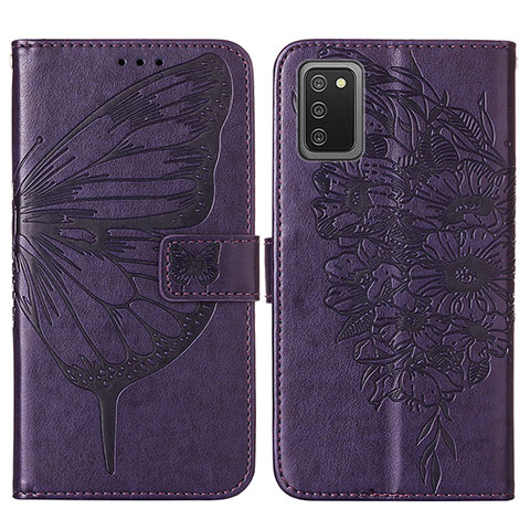 Coque Portefeuille Papillon Livre Cuir Etui Clapet Y01B pour Samsung Galaxy F02S SM-E025F Violet