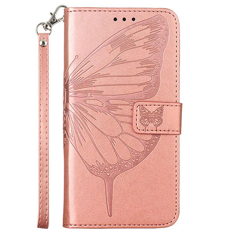 Coque Portefeuille Papillon Livre Cuir Etui Clapet Y01B pour Samsung Galaxy M53 5G Or Rose